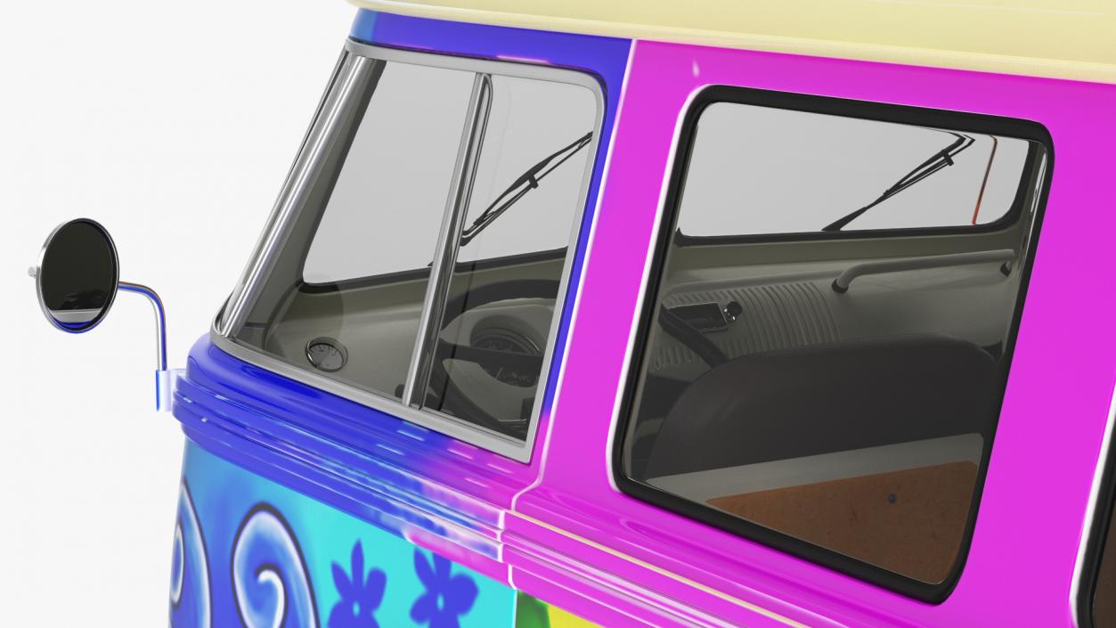 3D Hippie Volkswagen Bus Rigged model