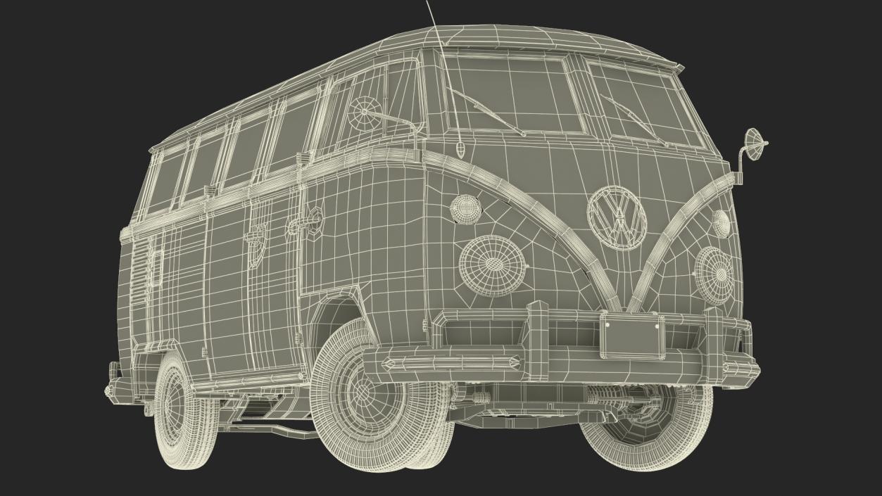 3D Hippie Volkswagen Bus Rigged model