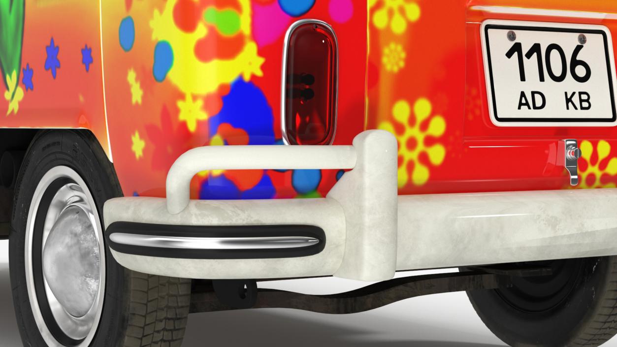 3D Hippie Volkswagen Bus Rigged model