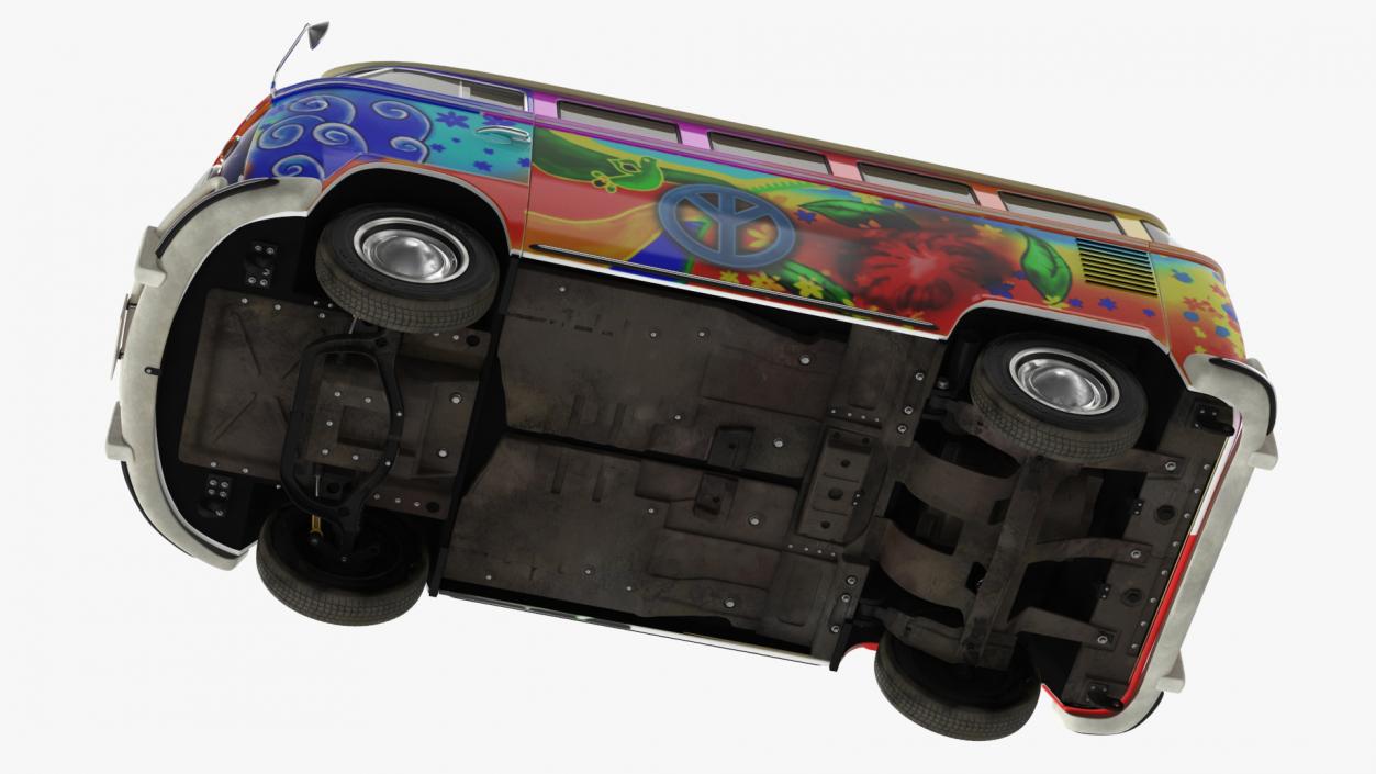 3D Hippie Volkswagen Bus Rigged model