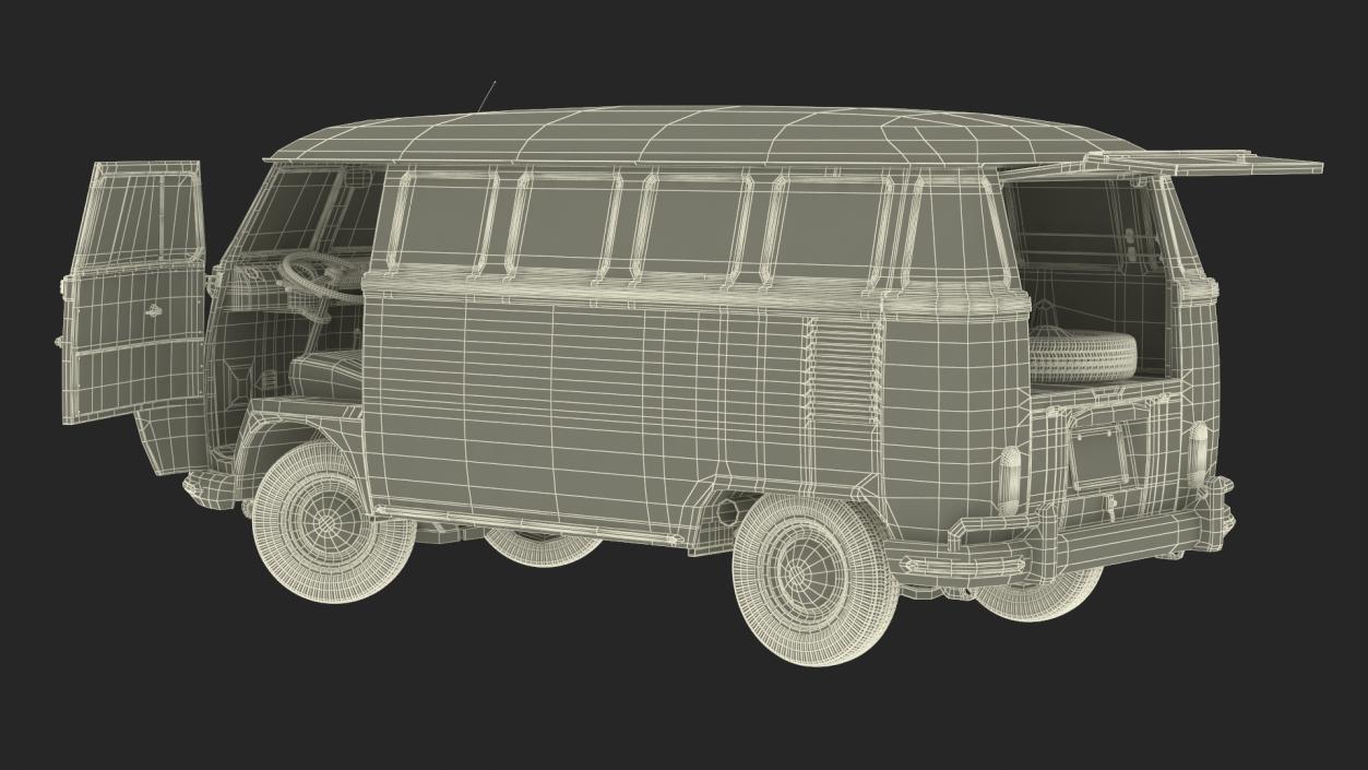 3D Hippie Volkswagen Bus Rigged model