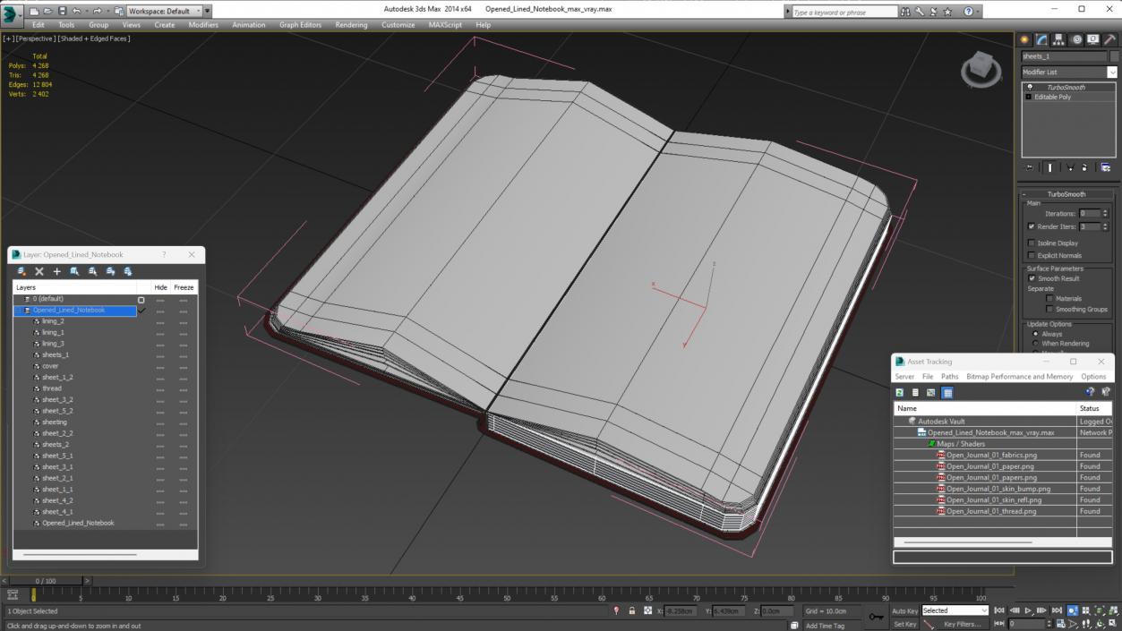 3D Opened Lined Notebook