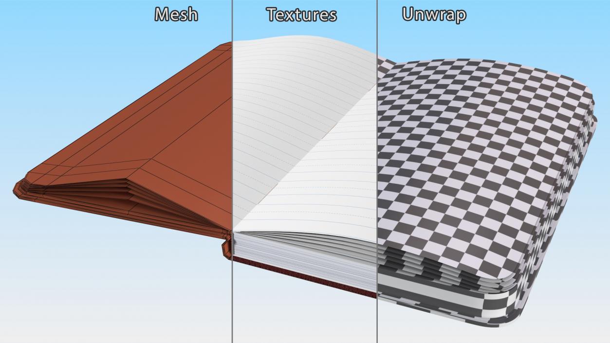 3D Opened Lined Notebook