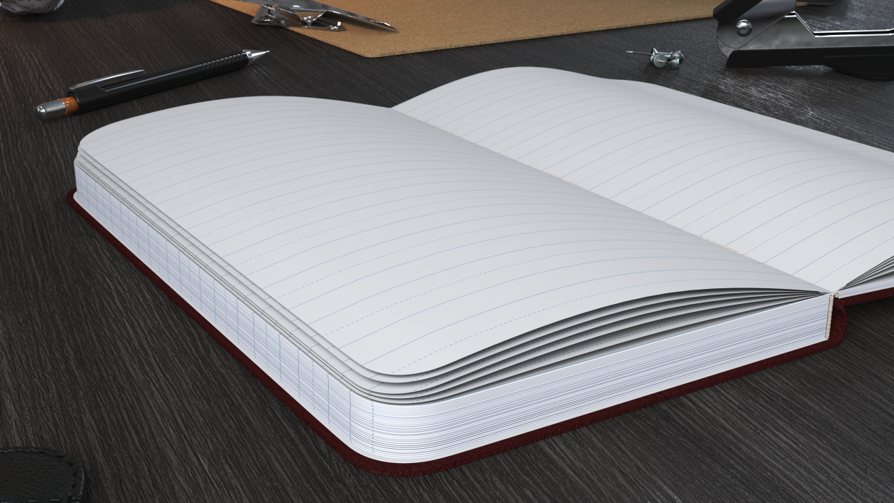 3D Opened Lined Notebook