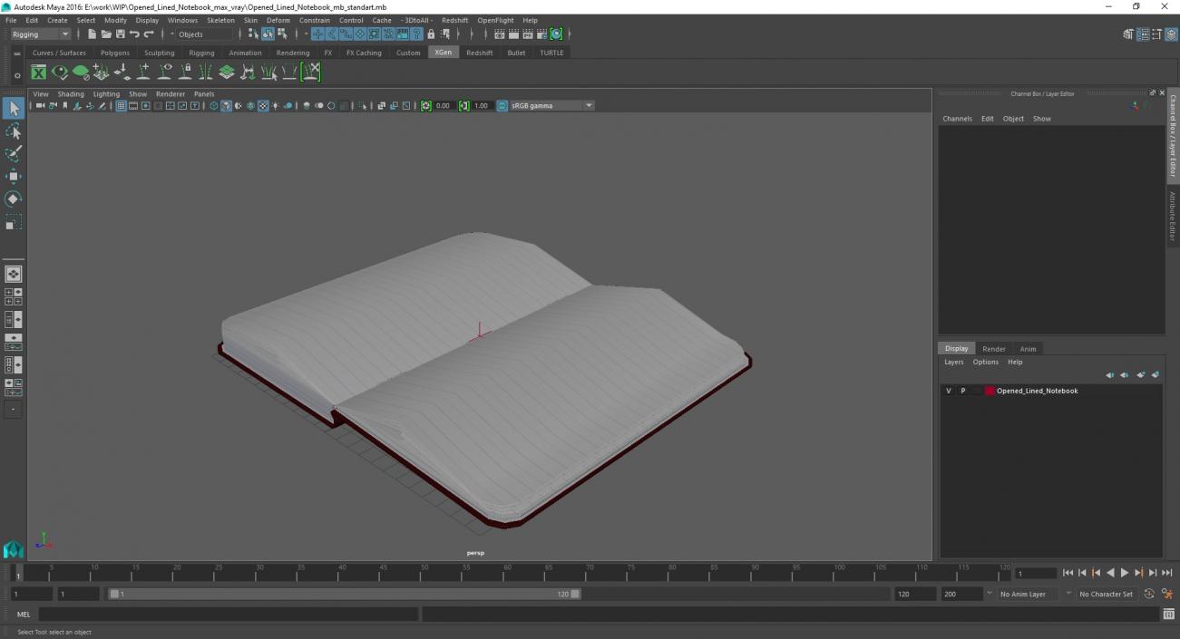 3D Opened Lined Notebook