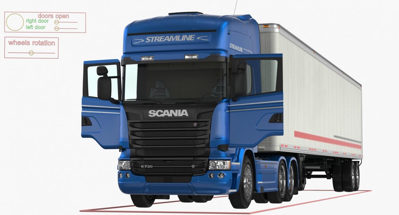 3D Scania Streamline Trailer Truck Rigged model