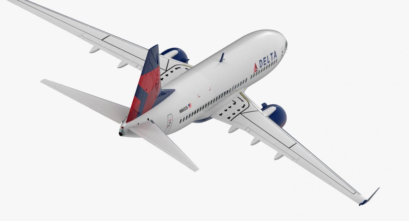 3D Boeing 737-700 with Interior Delta Air Lines Rigged