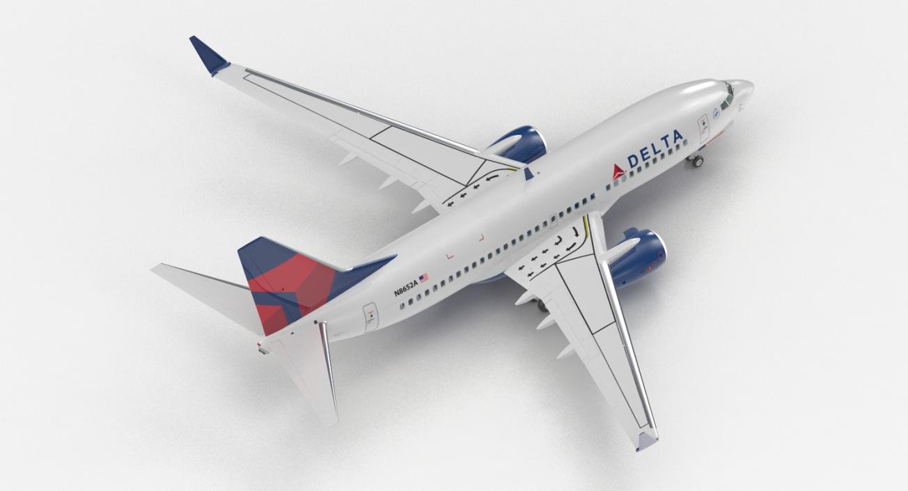 3D Boeing 737-700 with Interior Delta Air Lines Rigged