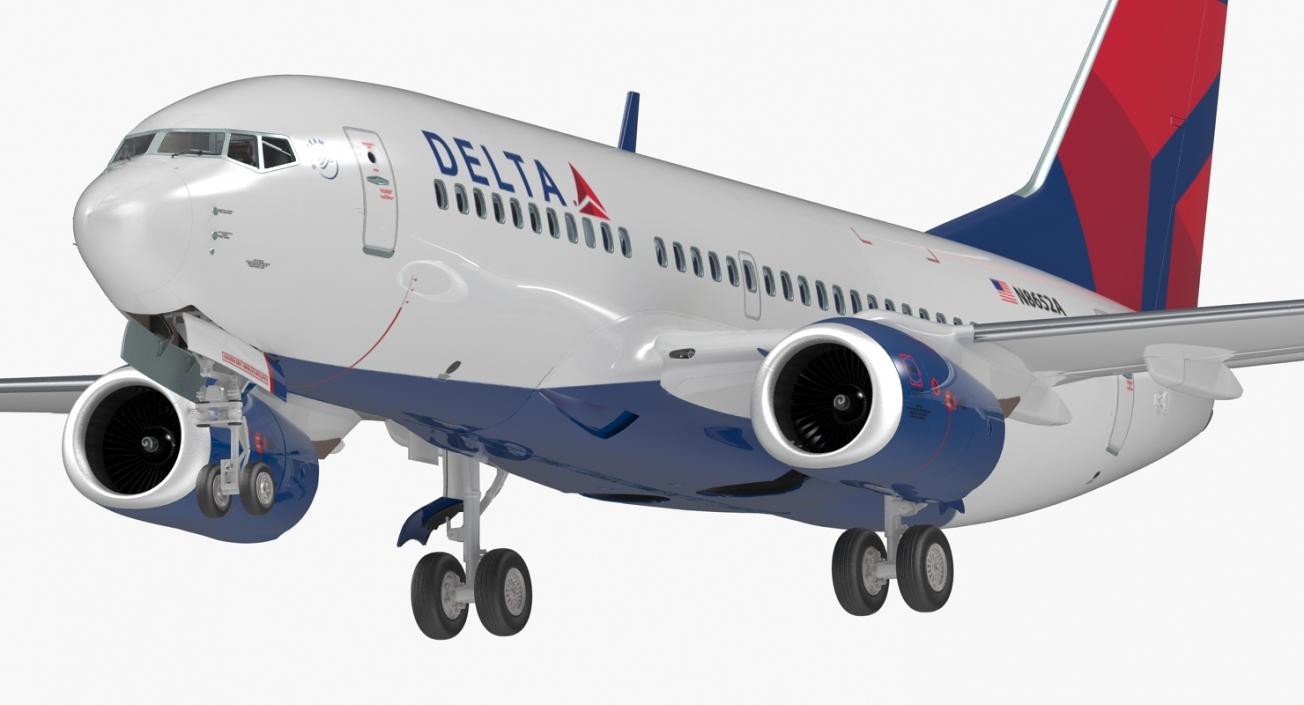 3D Boeing 737-700 with Interior Delta Air Lines Rigged