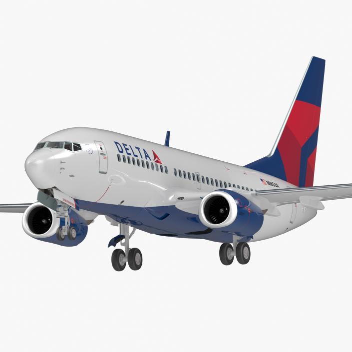 3D Boeing 737-700 with Interior Delta Air Lines Rigged