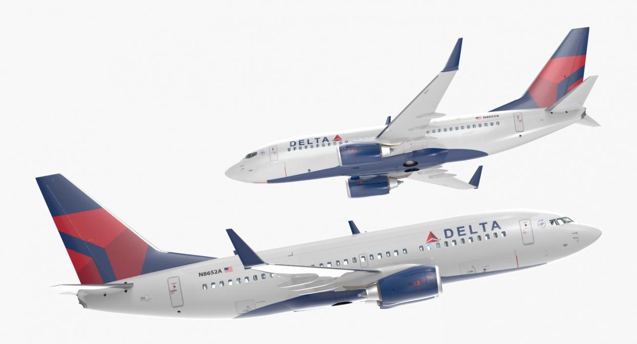 3D Boeing 737-700 with Interior Delta Air Lines Rigged