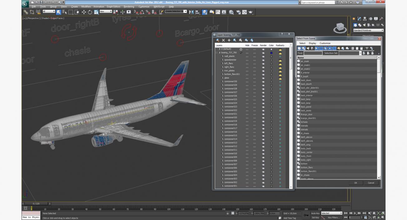 3D Boeing 737-700 with Interior Delta Air Lines Rigged