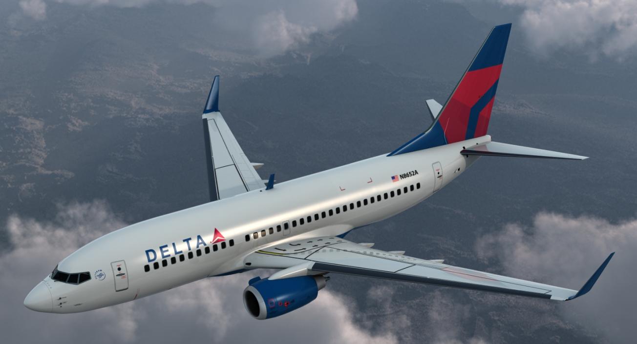 3D Boeing 737-700 with Interior Delta Air Lines Rigged