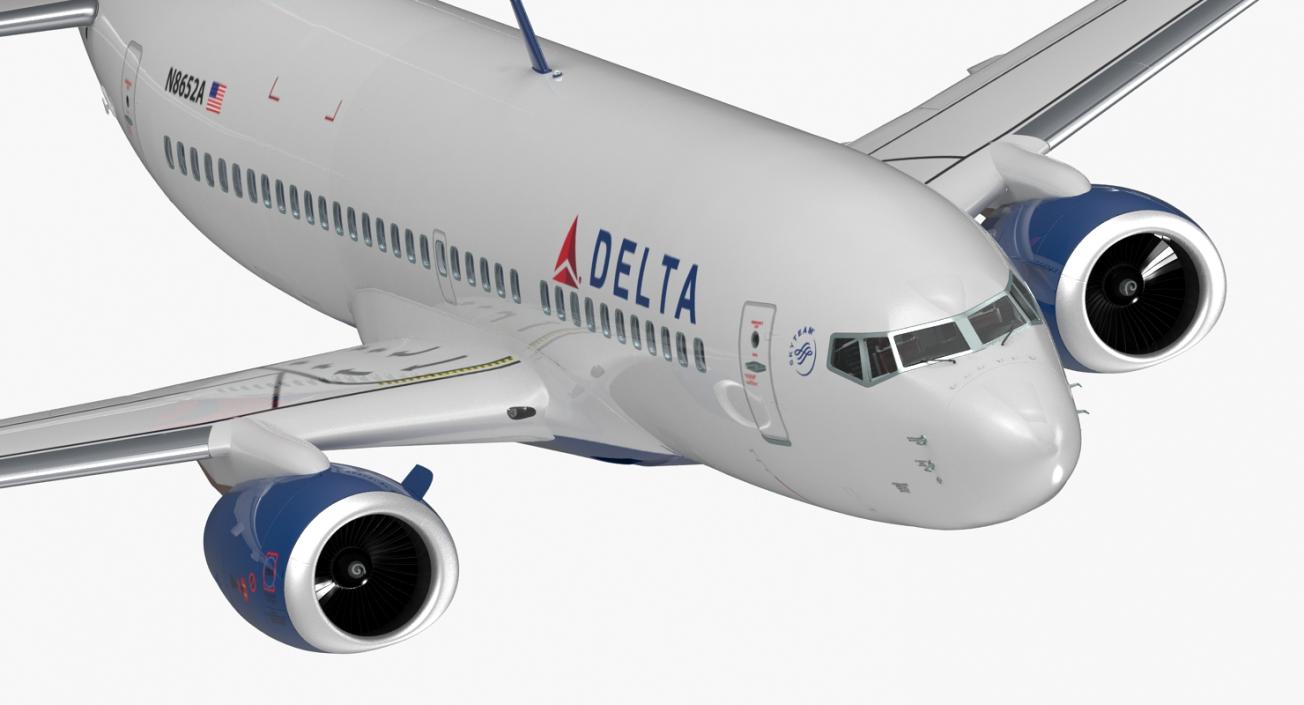 3D Boeing 737-700 with Interior Delta Air Lines Rigged