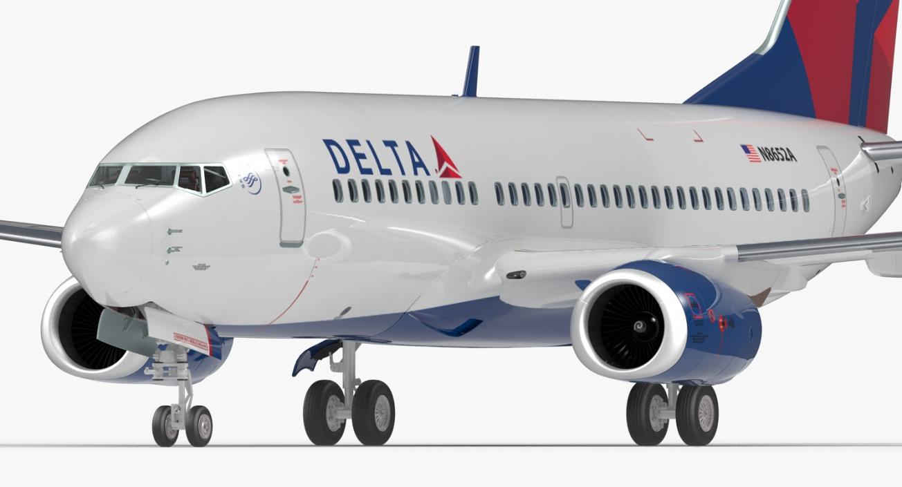 3D Boeing 737-700 with Interior Delta Air Lines Rigged