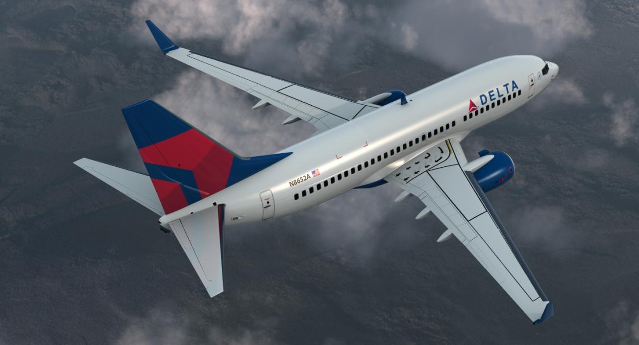 3D Boeing 737-700 with Interior Delta Air Lines Rigged