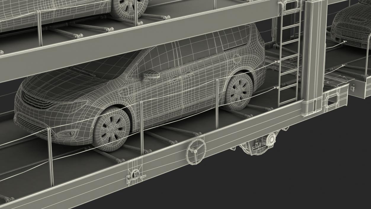 Autorack Car Transporter with Cars 3D model