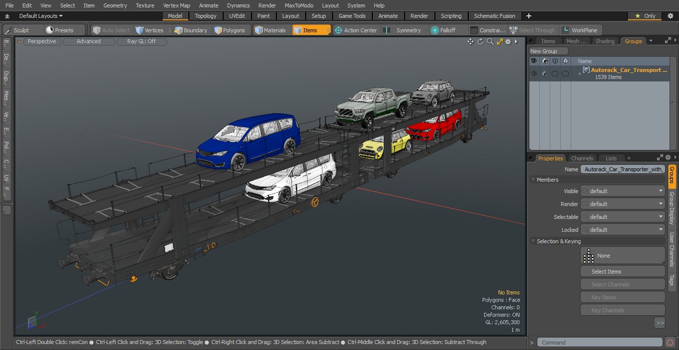 Autorack Car Transporter with Cars 3D model