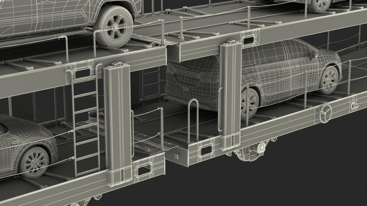 Autorack Car Transporter with Cars 3D model