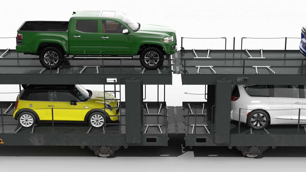 Autorack Car Transporter with Cars 3D model