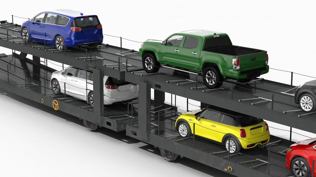 Autorack Car Transporter with Cars 3D model