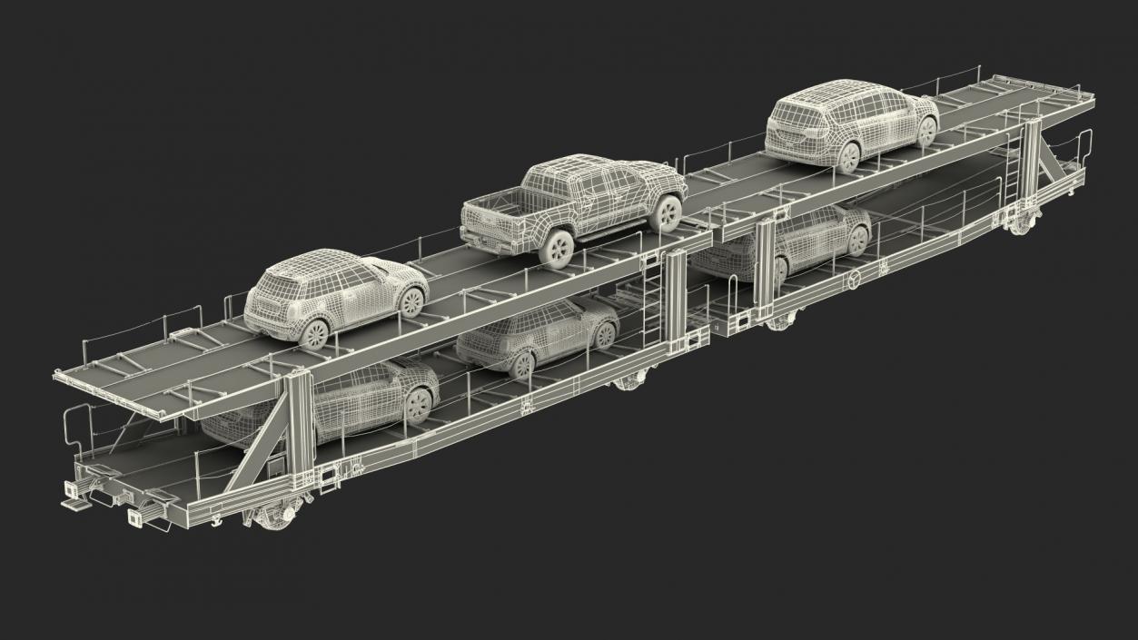 Autorack Car Transporter with Cars 3D model