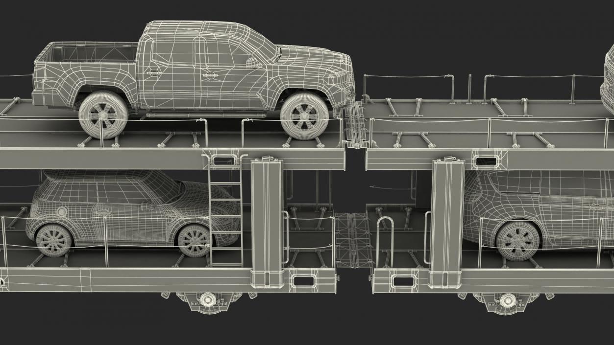 Autorack Car Transporter with Cars 3D model