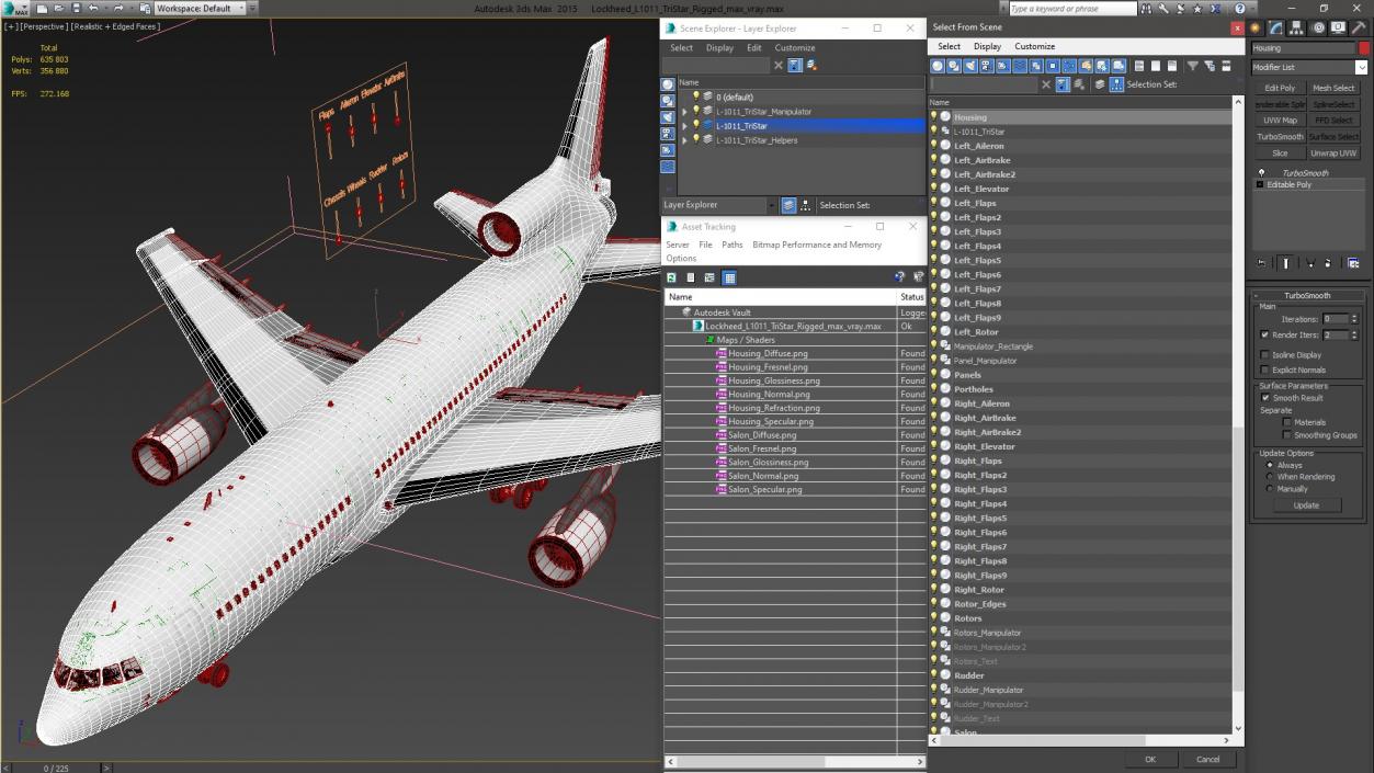 Lockheed L1011 TriStar Rigged 3D model