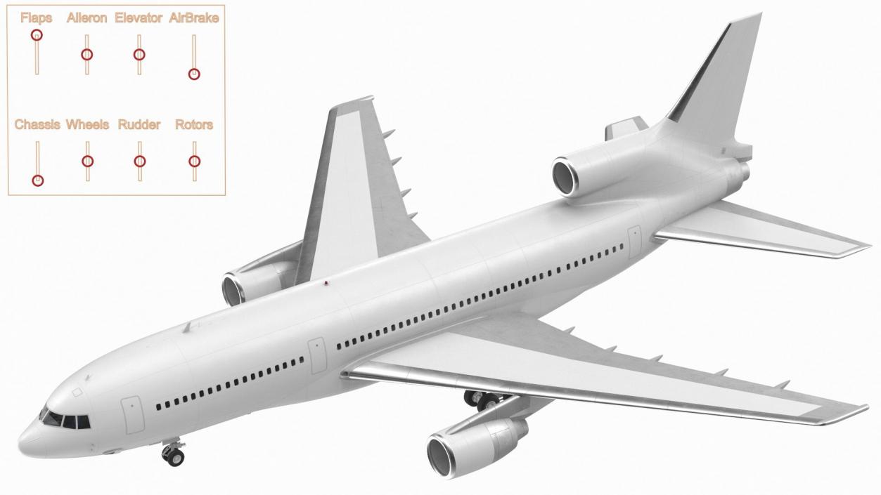 Lockheed L1011 TriStar Rigged 3D model