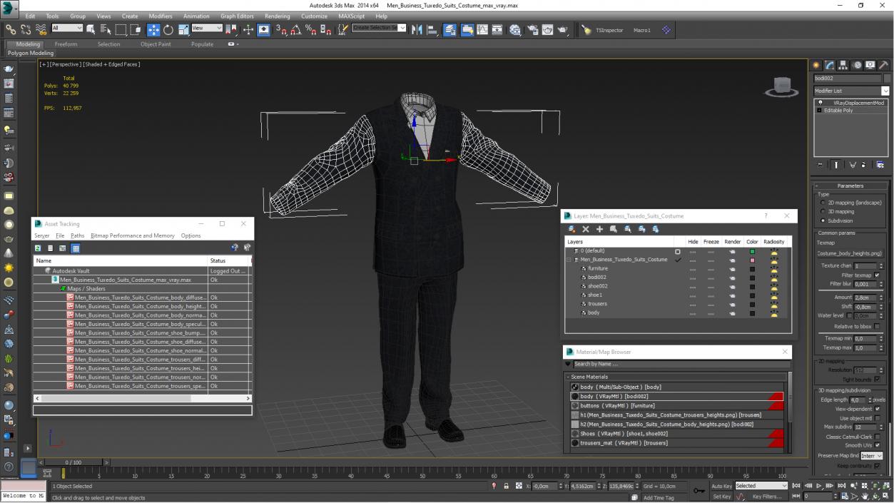 3D Men Business Tuxedo Suits Costume model