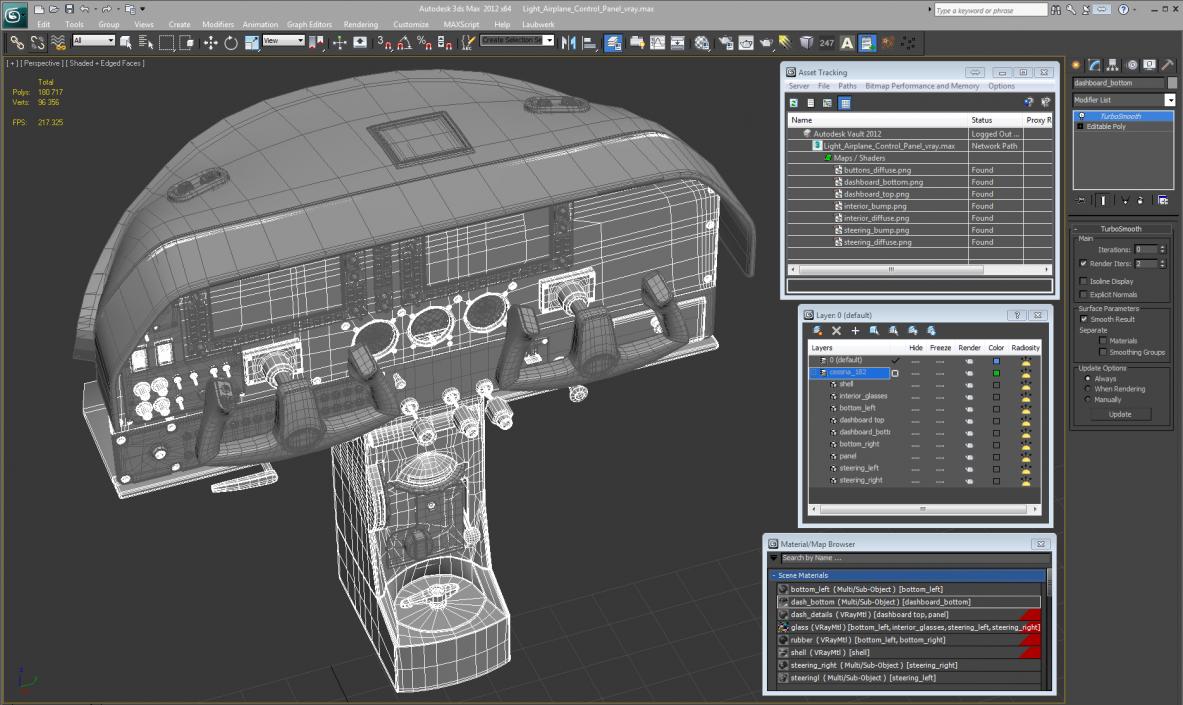 3D Light Airplane Control Panel model