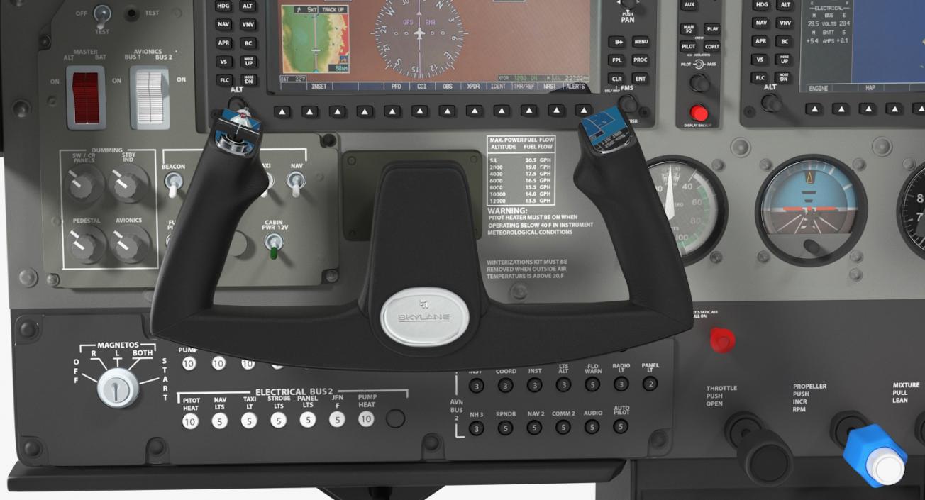 3D Light Airplane Control Panel model