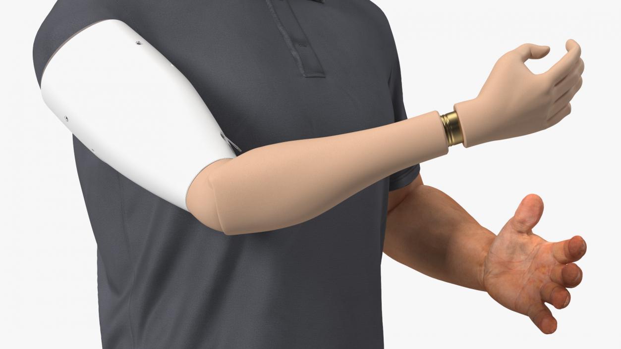 Man with Prosthetic Arm Fur Rigged 3D model