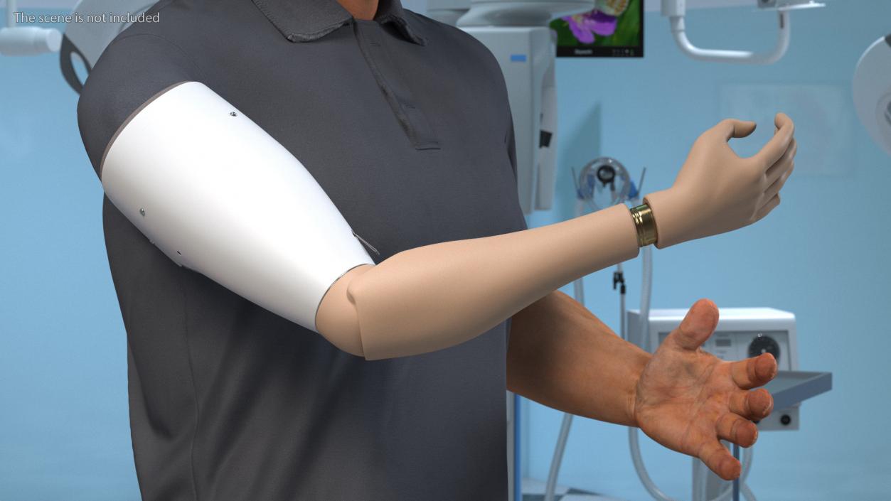 Man with Prosthetic Arm Fur Rigged 3D model