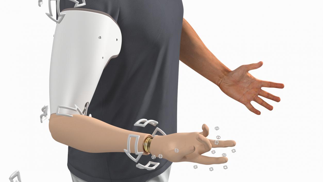 Man with Prosthetic Arm Fur Rigged 3D model