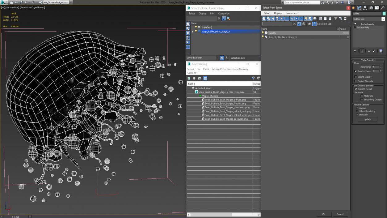 3D model Soap Bubble Burst Stage 5