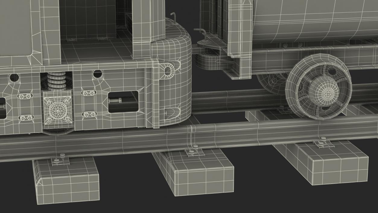 Mining Locomotive with Minecart on Railway Section Rusted 3D