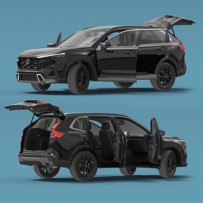 3D 2025 Honda CR-V Black Rigged model