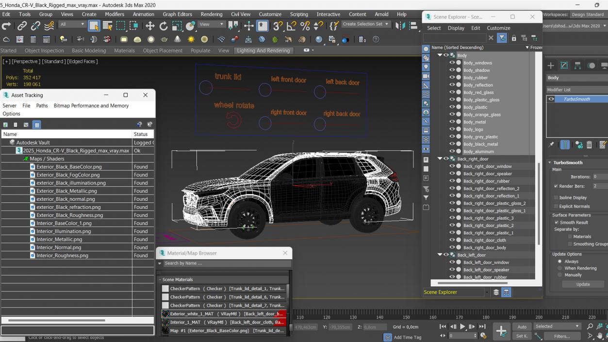 3D 2025 Honda CR-V Black Rigged model