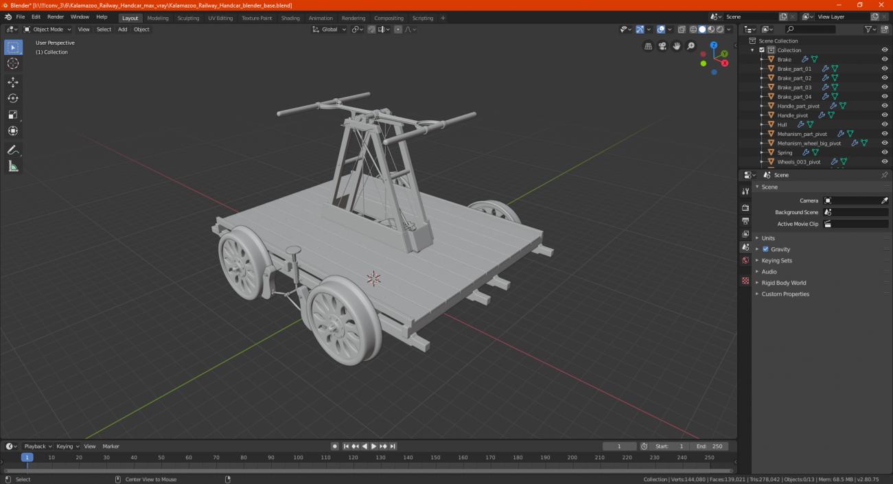 3D model Kalamazoo Railway Handcar