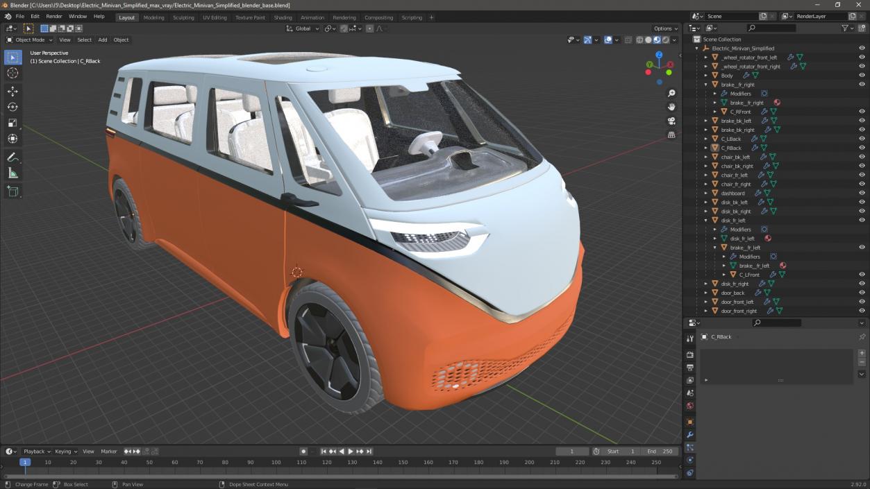 Electric Minivan Simplified 3D