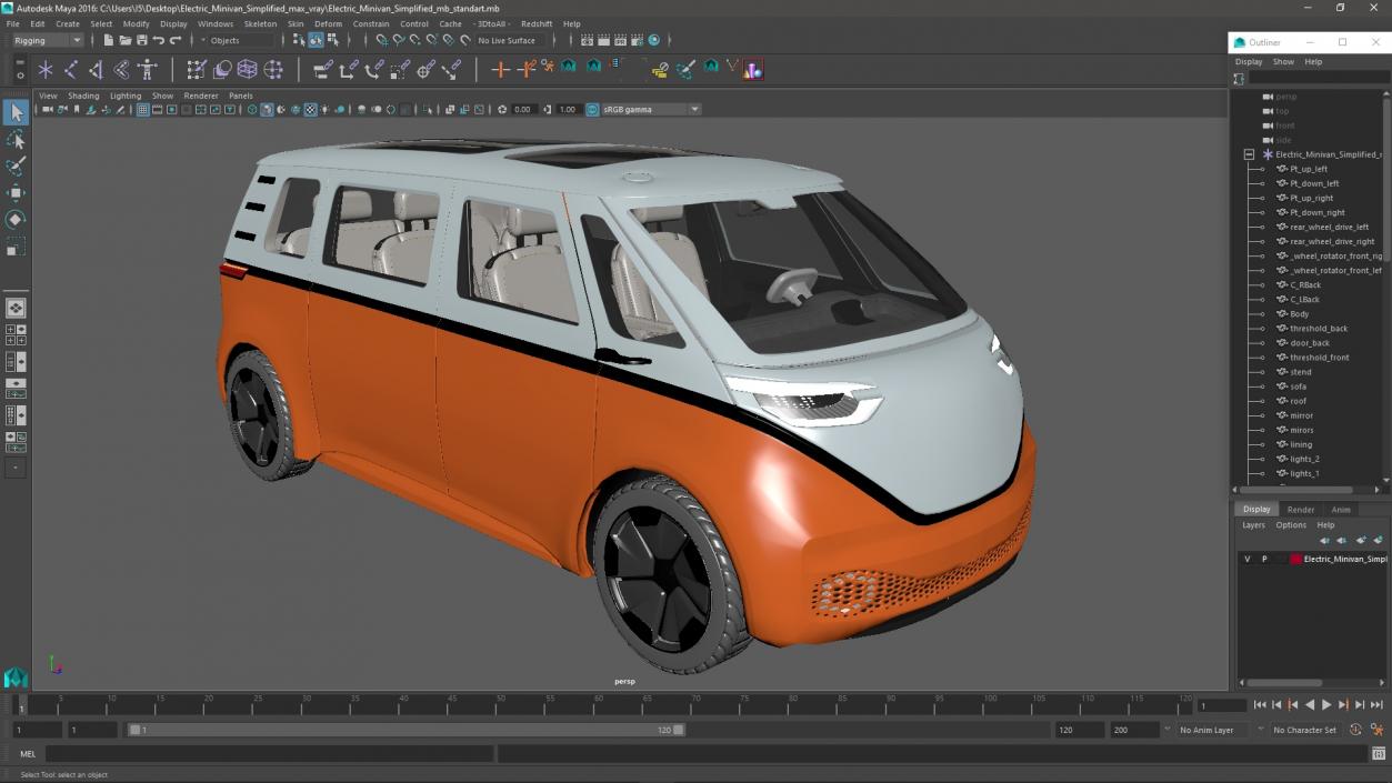 Electric Minivan Simplified 3D