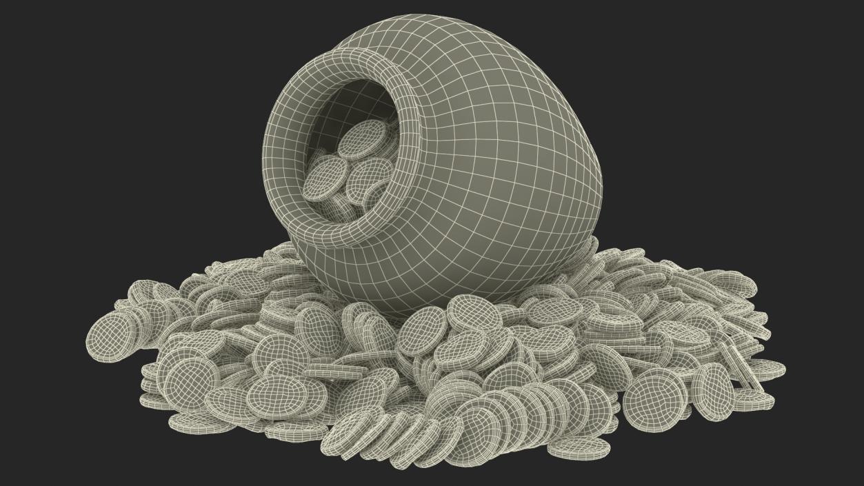 3D model Gold Coins in Treasure Old Clay Pot