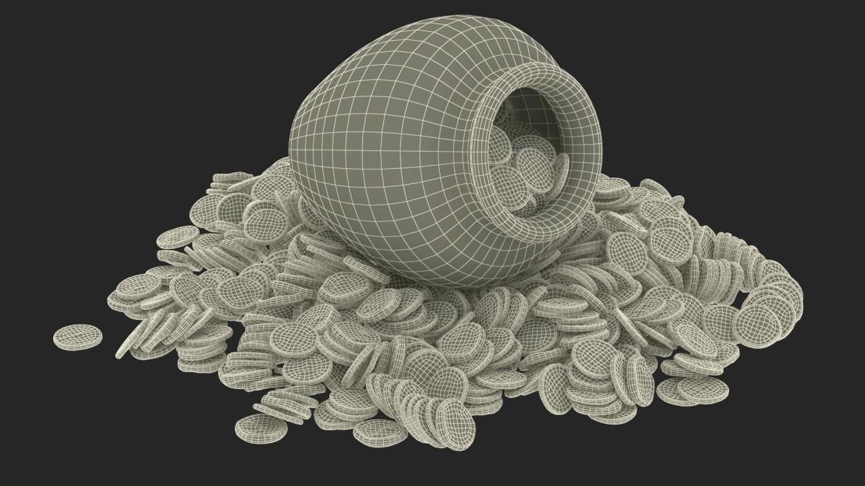 3D model Gold Coins in Treasure Old Clay Pot