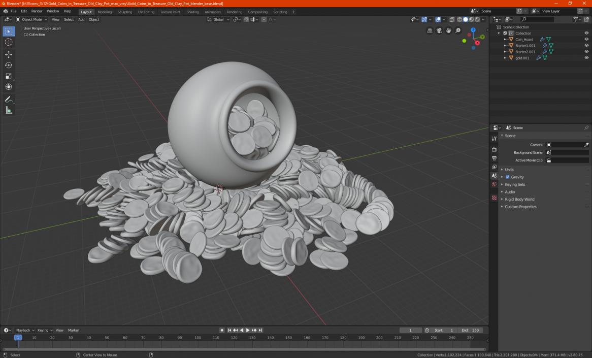 3D model Gold Coins in Treasure Old Clay Pot