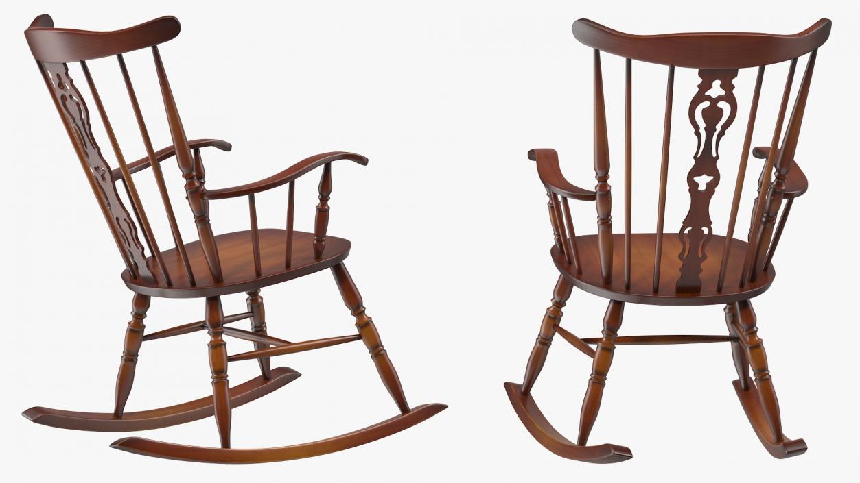 3D Vintage Wooden Rocking Chair model