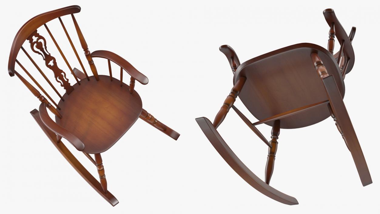 3D Vintage Wooden Rocking Chair model