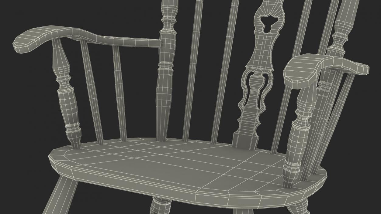 3D Vintage Wooden Rocking Chair model