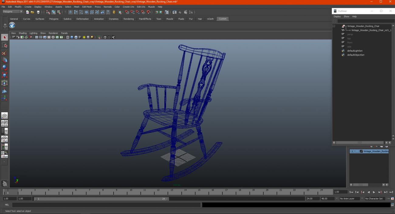 3D Vintage Wooden Rocking Chair model