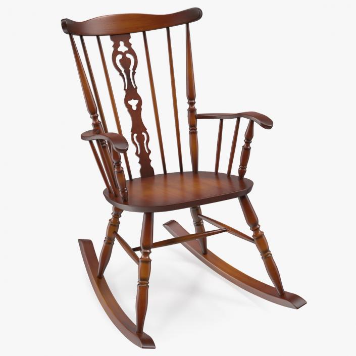 3D Vintage Wooden Rocking Chair model